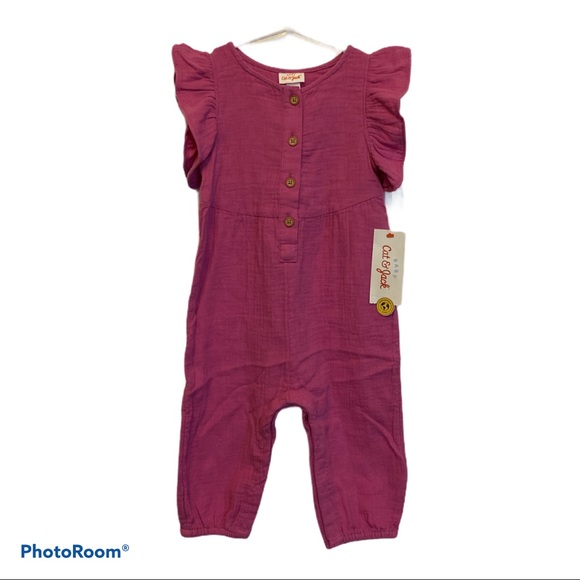 Cat & Jack Pink Baby Girls Gauze Romper NWT - Picture 1 of 5